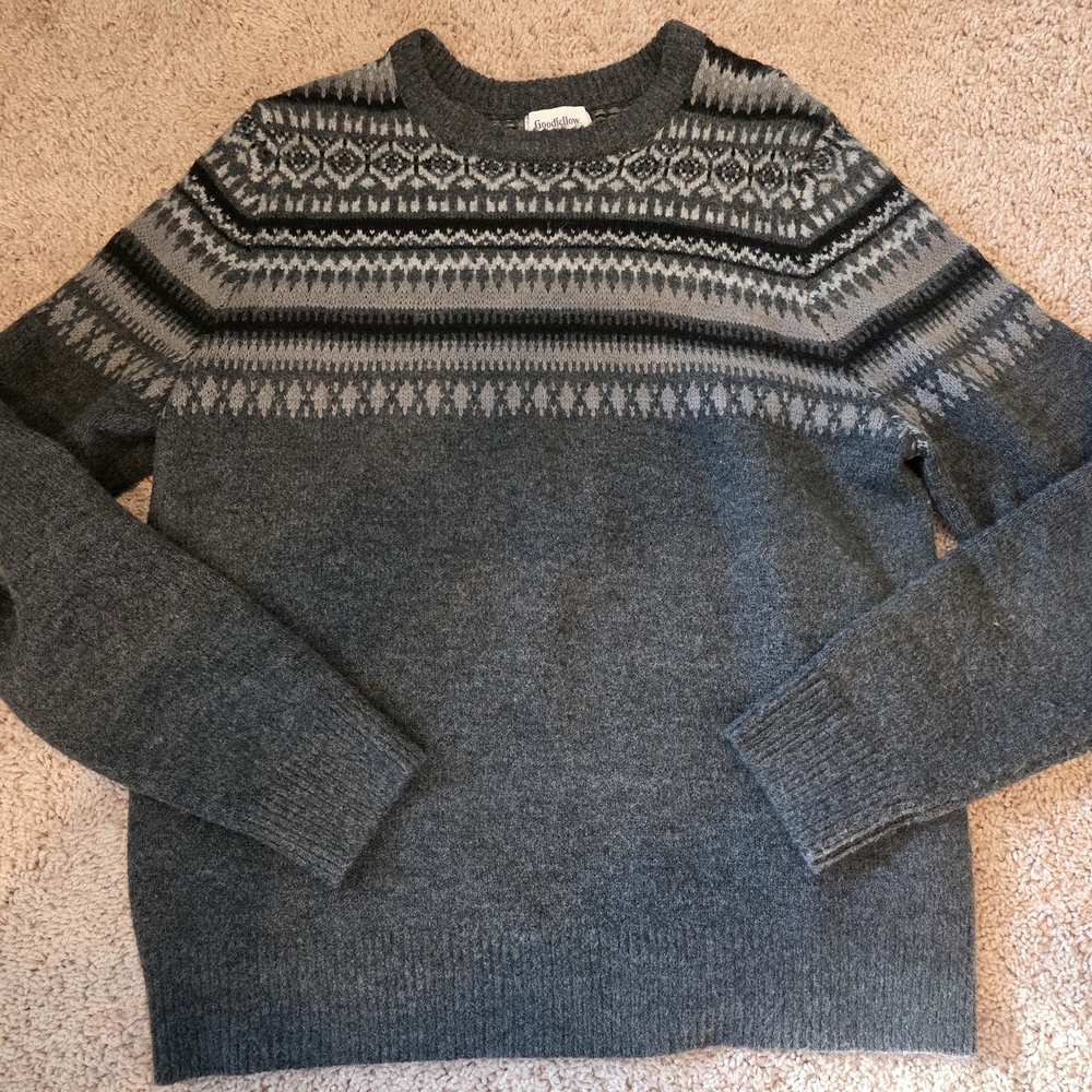 Goodfellow & Co Charcoal Fair Isle Crewneck Sweater